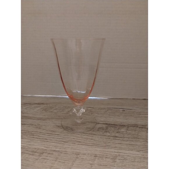 Vintage Pink Glass Goblet With Elegant Stem Design 6 1/8" - Picture 2 of 4
